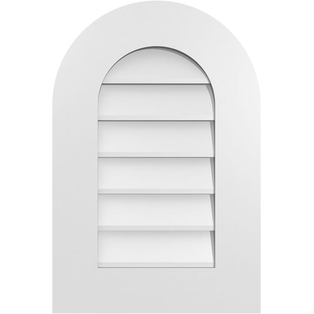 Ekena Millwork Round Top Surface Mount PVC Gable Vent: Non-Functional, w/ 3-1/2"W x 1"P Standard Frame, 16"W x 24"H GVPRT16X2401SN